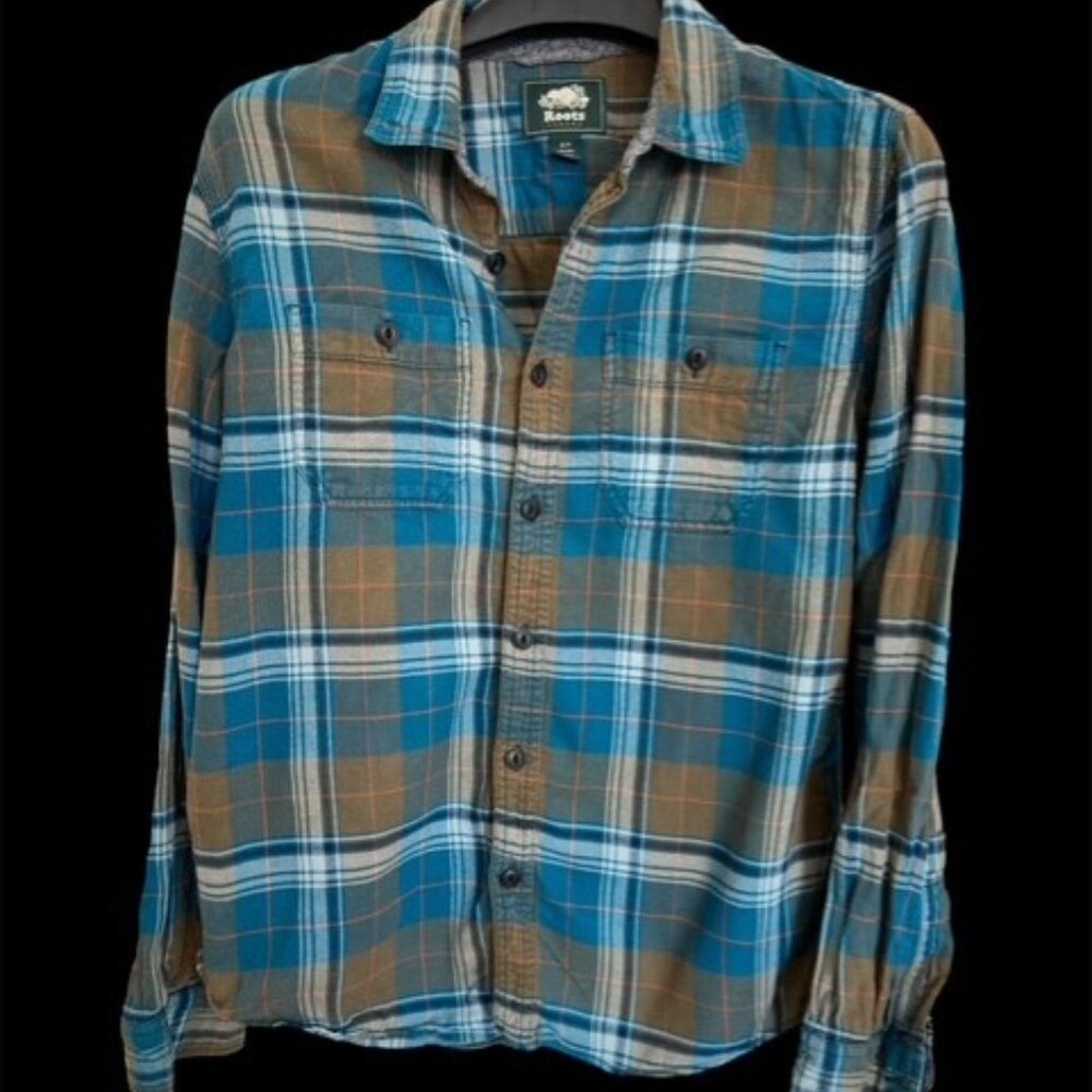 Mens Roots Canada small plaid shirt. 100% cotton - Picture 1 of 6